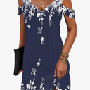 SAUKOLE Womens Sexy Cold Shoulder Dresses Summer Casual Dress Loose Fit Knee Length Dress, Size XL