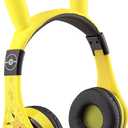 eKids Pokemon Kids Bluetooth Headphones, Wireless Headphones with Microphone Includes Aux Cord, Volume Reduced Kids Foldable Headphones for School, Home, or Travel,Yellow