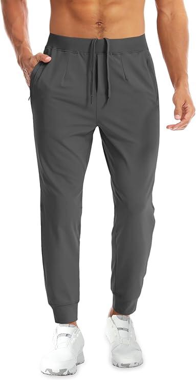 Men's Joggers Sweatpants with Zipper Pockets Lightweight Stretch Athletic Gym Pants for Workout, Running, Golf XL