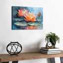 Lotus Wall Art Zen Floral Botanical Wall Decor for Bathroom Yoga Room Abstract Orange Flower Paintings Water Lily Canvas Prints Artwork Living Room Bedroom Spa Meditation Home Decorations 12x16"