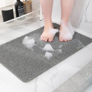 Non-Slip Shower Mat Bathtub Mat for Bath Tub,Anti Slip Bath Tub Mat,Floor Mat,Soft PVC Loofah Bathroom Mats,Foot Scrubber Mat,Quick Drying Easy Cleaning Mats for Wet Areas40 * 16 Grey