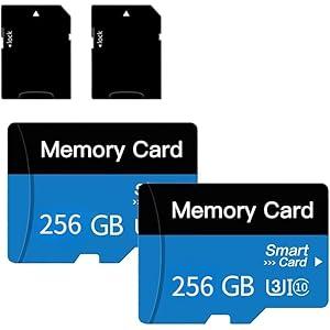 2 Pack TF Card 256GB with Adapter, High Speed Memory Card, UHSI C10 A1 Memory TF Card for Tablet/Mobile Phone/Camera/Car Audio/Game Console (2Pack TF 256GB)