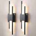 LED Wall Sconces Set of Two,3000K Warm Light Acrylic Matte Black Wall Sconce for Bedroom,Bathroom,Living Room,Hallway