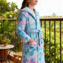 Funnycokid Girls Robe Size 10 Mermaid Bathrobe Kids Plush Fleece Hooded Pajamas 10 Years