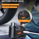 Motorcycle Disc Lock with Alarm, Electric Scooter Lock Heavy Duty Anti-Theft with 120dB Alarm, 5FT Reminder Cable for Helmet Anti-Theft, Rechargeable (Black)