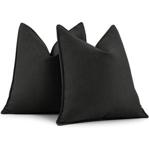 ZWJD Black Pillow Covers 24x24 Set of 2 Chenille Throw Pillow Covers with Elegant Design Soft and Luxurious Decorative Throw Pillows for Couch, Bed, and Home Decor