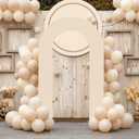 Hahafelt 8 feet Open Arch Backdrop Cover Beige Spandex Fitted Round Top Wedding Arches U-Shaped Fabric Arch Covers for Outdoor or Indoor Party Reception Home Photography Decorations