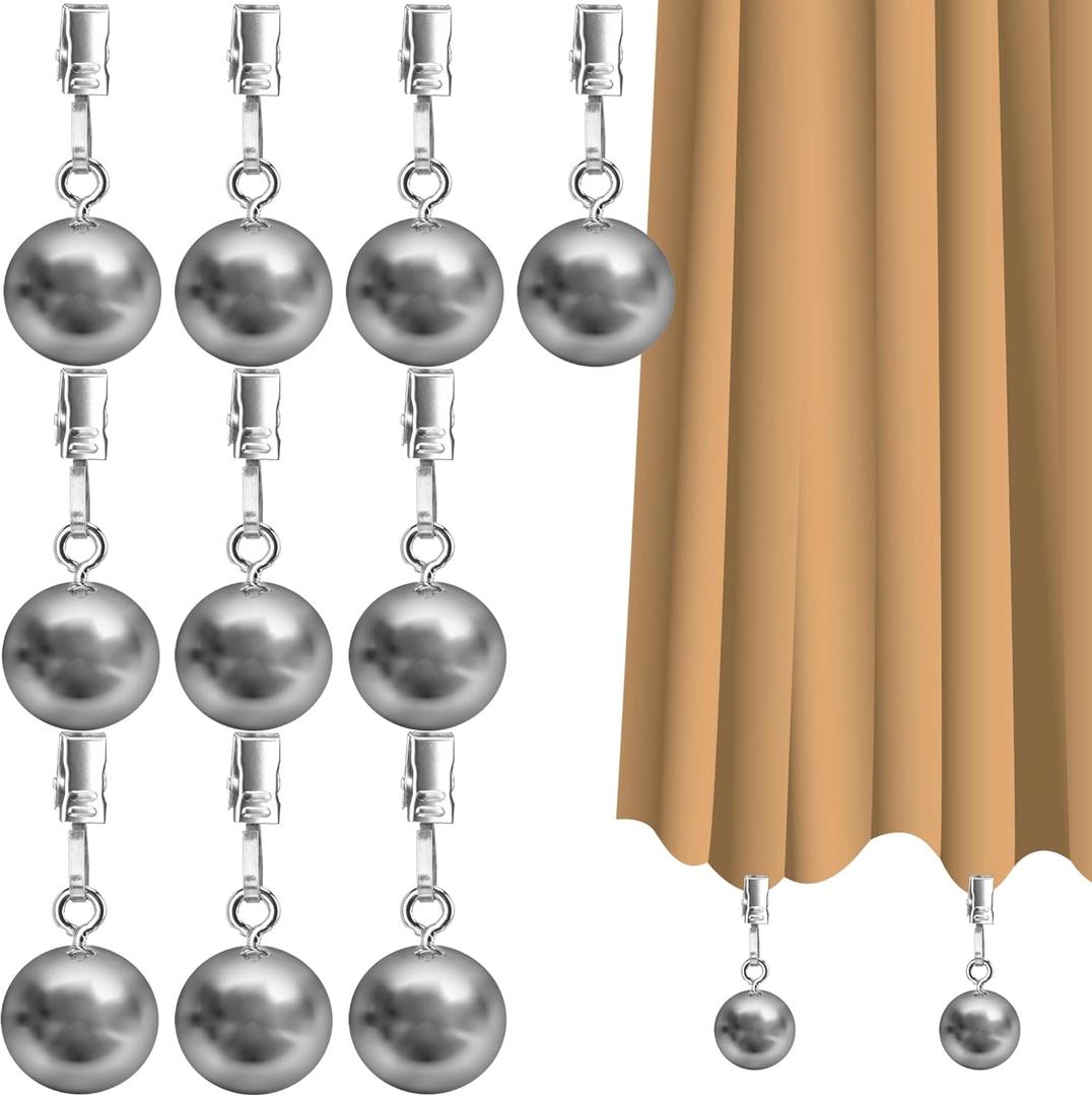 10 Pack Outdoor Curtain Weights, Heavy Duty Drapery Weights for Patio Pergola Cabana Gazebo, Stainless Steel Clips for Fixing Garden Flag, Shower Curtains, Tablecloth