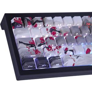 Tsungup PBT Keycaps - Side Printed Keycap Set,135 Keys Double Shot Shine Through Landscape Painting Custom Keycaps,Cherry Profile Keyboard Key caps for Cherry MX Switches Mechanical Keyboards