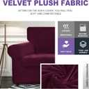 ZNSAYOTX Luxury Velvet Chair Slipcovers with Arm 2 Piece Stretch Chair Covers for Living Room Thick Soft Armchair Slipcover Anti Slip Dog Pet Friendly Furniture Protector (Wine Red),30"-47"(1 CUSHION)