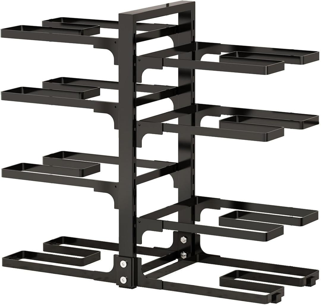 TemkIN 8-Tier Adjustable Pot and Pan Organizer Rack for Cabinet, Heavy Duty Snap-on Cast Iron Pot Storage Rack for Kitchen, Floor Standing Pan Holder (Color : Black)