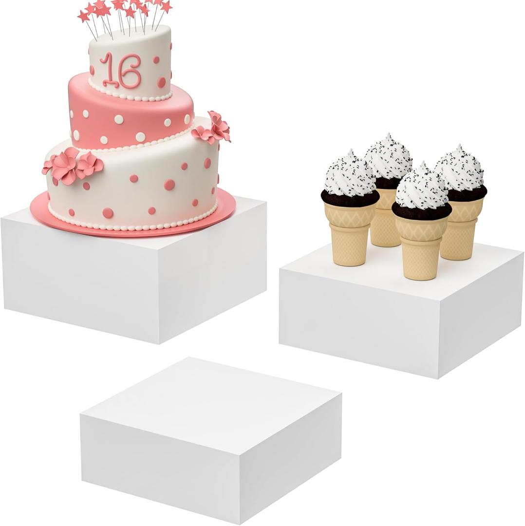 Acrylic Dessert Stand,Buffet Risers, Food Risers, Multi-Purpose Cake Stand for Parties, Weddings, Birthdays, Catering, Jewelry, Collectibles (White, 8"x9"x10")