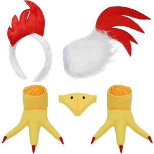 Zoo Animals Costume Accessories Set Animal Ears Headband for Adult with Tail Bow Tie for Adults Halloween Dress Up Party