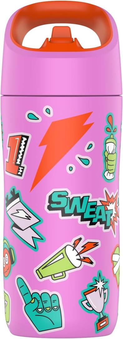 Gatorade Kids' Rookie Metal Water Bottle, 12oz, Stainless Steel Bottle, Double-Wall Insulation, Vacuum Insulated, Thermo Mug (Sticker Pink)