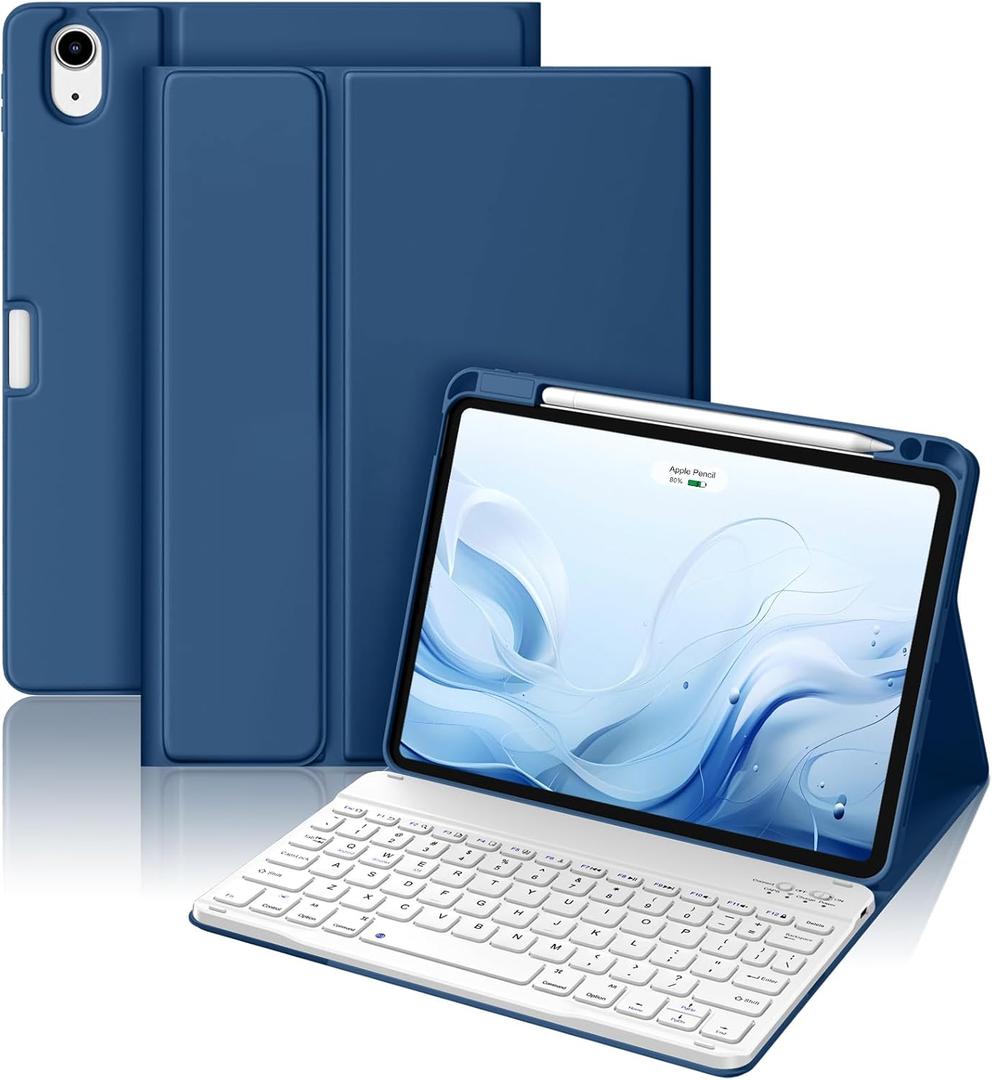 Wenlaty Keyboard Case for iPad Air 11-inch Case with Keyboard (M3/M2, 2025/2024) & Air 5th/4th Gen 10.9'' - Detachable Wireless, Thin & Light Cover with Pencil Holder for iPad Air 11-inch, Abyss Blue