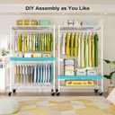 Rolling Clothes Rack, Clothing Racks for Hanging Clothes, White