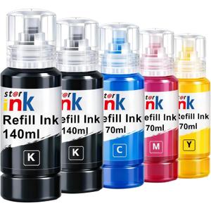 Starink Replacement for Epson 502 Ink Refill Bottles, Work with EcoTank ET-2850 ET-3850 ET-4850 ET-15000 ET-3760 ET-2760 Printers, Replacement for Epson 502 Ink, 2 Black/Cyan/Magenta/Yellow 5-Pack