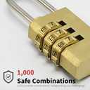 THIRARD Combination Padlock 208  Solid Brass Body, Resettable 3-Digit Code, Nickel-Plated Steel Shackle  Secure Lockers, Toolboxes & Travel Bags  Durable, Compact & Easy to Use (['21 mm'])