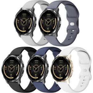 5 Pack 18mm Silicone Watch Band Compatible with Garmin Vivoactive 4S/Vivomove 3S/Venu 3S 41mm/Venu 4 41mm/Venu 2S/Forerunner 255S/265S, Quick Release Soft Sport Straps for Women Men