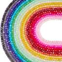 Cheriswelry AB Color Faceted Glass Beads 4x3mm Crystal Glass Loose Spacer Beads Rainbow Beads for Necklace Earring Bracelet Making Christmas Party Decoration (18 Strands, About 2034Pcs)