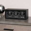 ROTHWELL Triple Watch Winder for Automatic Watches with Quiet Motor with Multiple Speeds and Rotation Settings (Black/Grey)