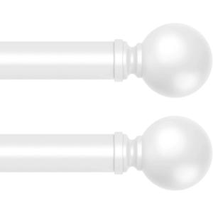 Hei!Dear Curtain Rods for windows 28 to 48 Inches(2.3-4 Feet), Adjustable 5/8 inch, Heavy Duty Decorative Splicing Curtain Rod, Small Window Rods Set, Size: 18"-60", 2 Pack, White