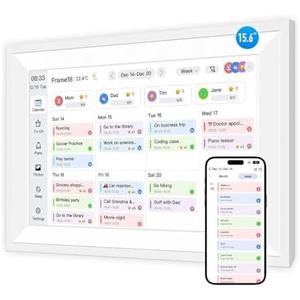 Fotocube 15.6" Digital Calendar Wall Planner Chore Charts and To Do List | Interactive display Desk Calender for Family Schedules Digital Photo Frame 1920*1080P Resolution 64GB Storage White