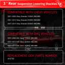 3" Drop Lowering Shackle Rear Kit: for Silverado Chevy GMC Sierra 2500HD 3500HD 1500HD 2WD 4WD 2001-2010 Leaf Spring Suspension Shackles Replaces 410730 More Stable Horizontal Comfortable (410730)