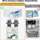 12 Pack Clear Shoe Storage Organizer with Magnetic Door,Stackable Plastic Shoe Boxes for Sneakers,Boots,and Heels,Space-Saving Foldable Shoe Rack for Closet,Durable Shoe Cabinet Organizer,White