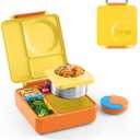 OmieBox Bento Box for Kids - Insulated Bento Lunch Box with Leak Proof Vacuum Insulated Food Jar - 3 Compartments, Two Temperature Zones (Sunshine) (8.5 Ounces)