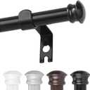 Black Curtain Rods for Windows 30 to 60 Inches with Brackets, Decorative 5/8 Inch Diameter Single Window Curtain Rod Set for Room Divider, Bedroom, Living room, Kitchen, Bathroom