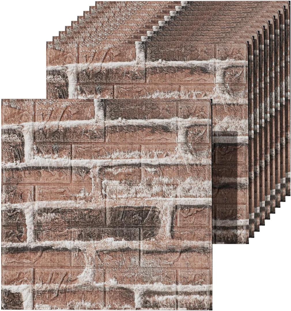 40 PCS 3D Wall Panels Peel and Stick Faux Foam 11.8"*11.8" Red Brick Color Brick Wallpaper for Walls 3D Wall Tiles Faux Brick Paneling Self-Adhesive Wallpaper for DIY Interior Wall Decor