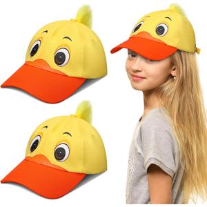 Riyiper 2 Pack Duck Hat Baseball Cap Funny Duck Hats Yellow Cute Print Hat with Adjustable Snap Back for Girls Boys Birthday Party