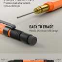 Nicpro 3 PCS 1.3 mm Orange Mechanical Pencils Set with 66 Lead Refill, 3 Eraser - Weatherproof Metal Barrel, Heavy Duty Carpenter Pencil MP2000 for Outdoor Marking Drafting Drawing Woodworking