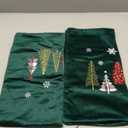 Tosleo Christmas Pillow Covers 18x18 Set of 2 Xmas Trees with Snowflake Embroidery Throw Pillow Covers Christmas Dec Velvet Pillowcases Forest Green Cushion Pillow Cases Soft Square Holiday Pillowcase (Xmas Trees Green)