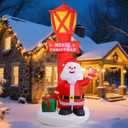 ZaaYee 8FT Christmas Inflatable Yard Decoration, Giant Blow Up Lighthouse with Santa and Redbird with Built-in LED Lights for Front Door Lawn Garden Holiday Display Indoor Outdoor Decor
