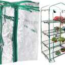 Mini Greenhouse Transparent PVC Cover Portable Small Greenhouses Cover wih Roll-Up Zipper Door, Waterproof Garden Green House Tent. Size 6
