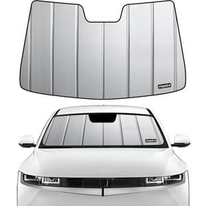 Pigenius Custom Fit Windshield Sunshade for Hyundai Ioniq 5 2022-2025 EV Crossover NE, NOT for Ioniq 6, Premium Grey Leather Finish