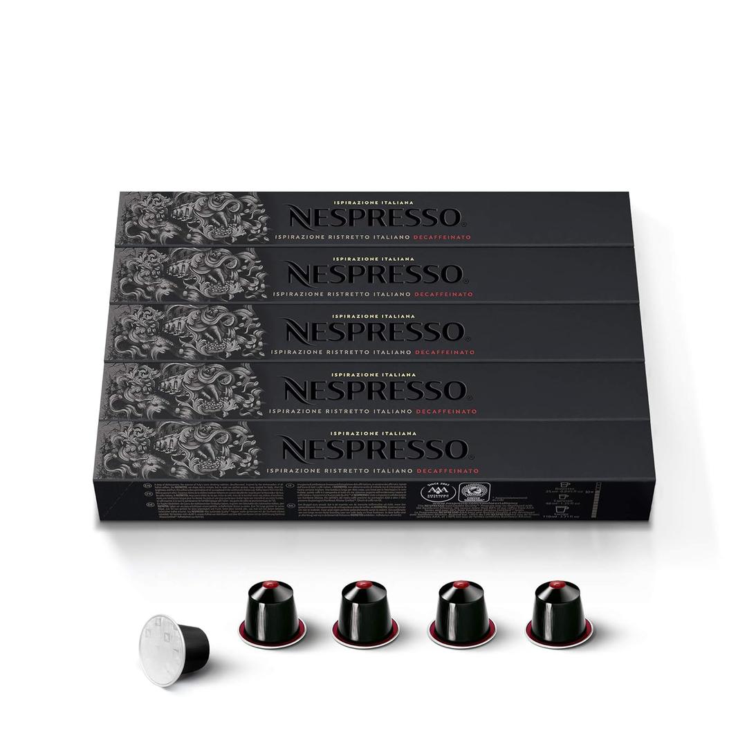 Nespresso Capsules Original Line, Ristretto Decaffeinato, Dark Roast Coffee, 50 Count Coffee Pods, 31.01.2026