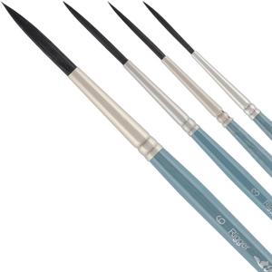 Creative Mark Mimik Professional Watercolor Brushes - Rigger Set of 4 - Synthetic Squirrel Hair - Natural Bristle Artist Brushes for Watercolors, Gouache & Acrylics