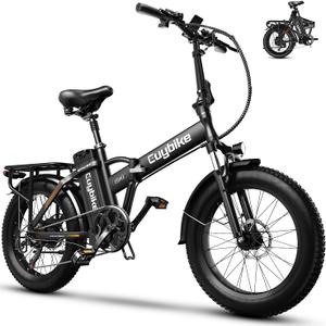 1000W Folding Electric Bike,48V 20AH Removable Battery E Bike,30+MPH,80 Miles Max Range Electric Bike for Adults,20" Fat Tire Foldable ebike,Adult Electric Bicycle for Commute Beach Snow (F6B-Black)