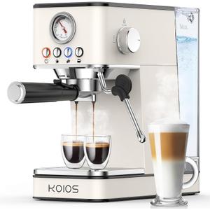 KOIOS Espresso Machine 20 Bar, Upgraded Espresso Maker with Milk Frother Steam Wand, Stainless Steel Espresso Coffee Machines for Home, Cappuccino, Latte Maker with 58oz Removable Water Tank, White