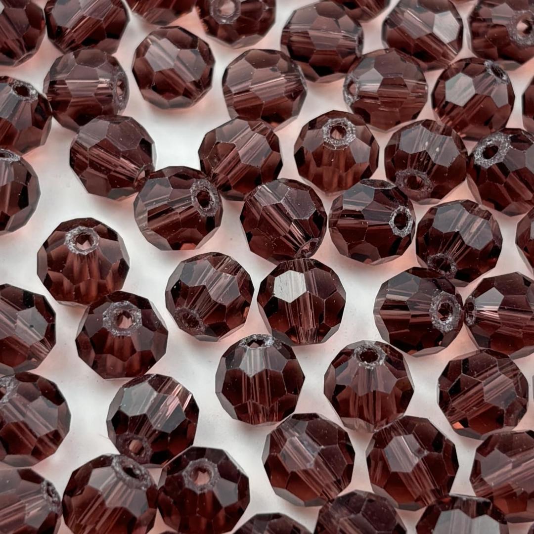 YUEXIGO 200pcs 6mm Round Crystal Glass Beads for Jewelry Making, Faceted Crystal Glass Spacer Beads for Bracelet Earring Necklace DIY Craft(Purple)