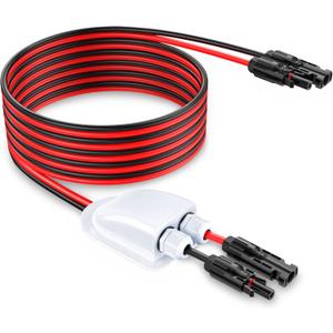 ELECTOP Solar Extension Cable with Solar Double Cable Entry Gland, 10AWG Solar Panel Cable Connector with Female and Male Connector Adapter Kit for Solar Project on RV Boat Van Solar Panels