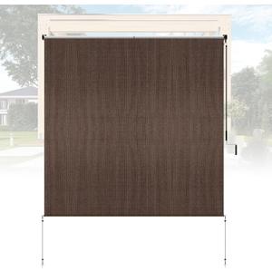 Exterior Outdoor Roller Shades Blinds, Cordless Patio Roll Up Shades for Porch Gazebo Pergola Backyard Deck Balcony, Privacy Screen Protection UV Sun Blocking Fade-Resistant 7ft Wide x 8 H Brown