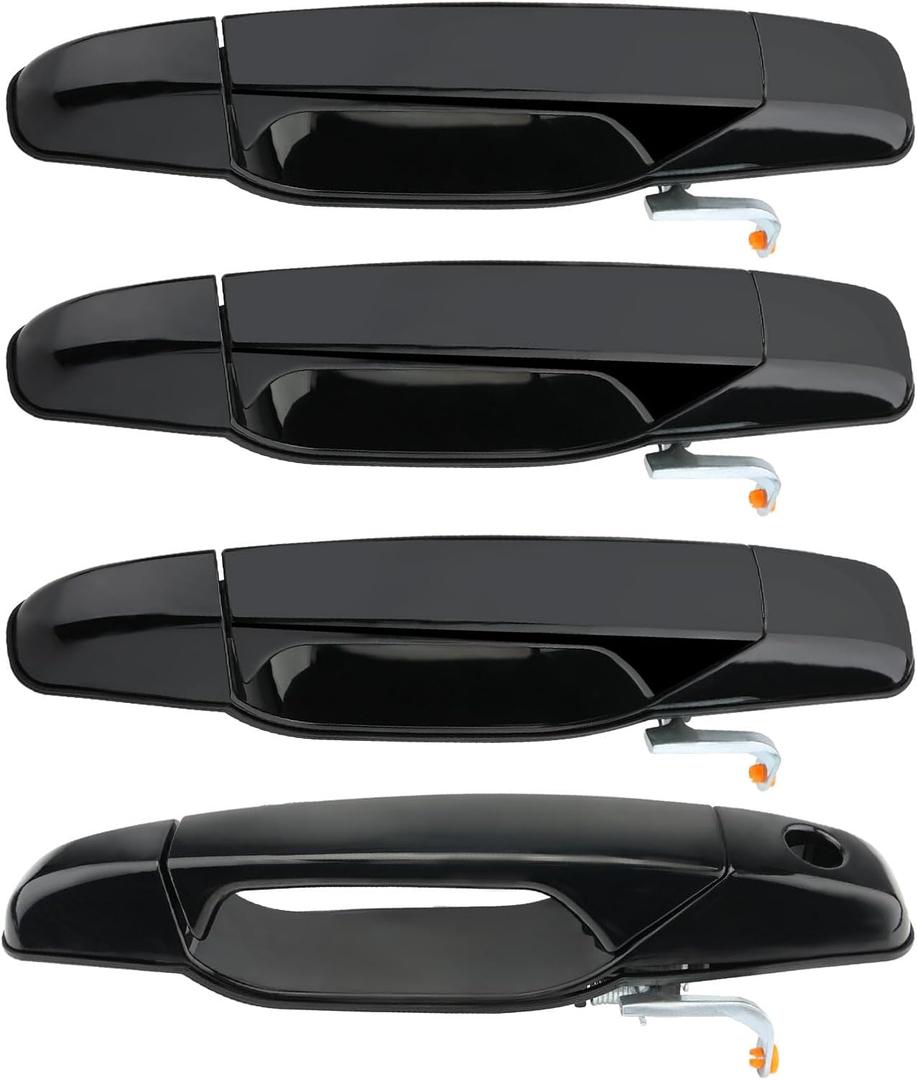 Black Exterior Door Handles Compatible with Chevy Avalanche, for Silverado Suburban, for GMC Sierra Yukon, for Cadillac Escalade 2007-2013, Front Rear Side for 22738721 20828258