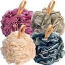 Fishent Loofah Bath Sponge Shower Loofahs, 4 Pack 50g Soft Loofa Exfoliating Body Scrubber Mesh Shower Puff Pouf Ball Luffa for Men and Women(50g/pcs)