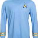 Star Trek Long Sleeve Halloween Costume T-Shirt Spock Captain Kirk Engineering Cosplay (Blue, XXXL)