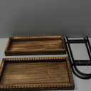 Bathroom Countertop Organizer, 2 Tier Vanity Organizer and Storage for Cosmetic Skincare Perfume, Wood Bead Storage Shelf for Bathroom Kitchen Coffee Station