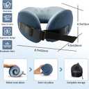 SPRFUFLY Soft Travel Pillow, 100% Memory Airplane Pillow with Sleep Mask and Ear Plugs, Breathable Removable Cover & Ergonomic Design - Essentials Neck Pillow for Airplane, Office & Home Use (Blue)